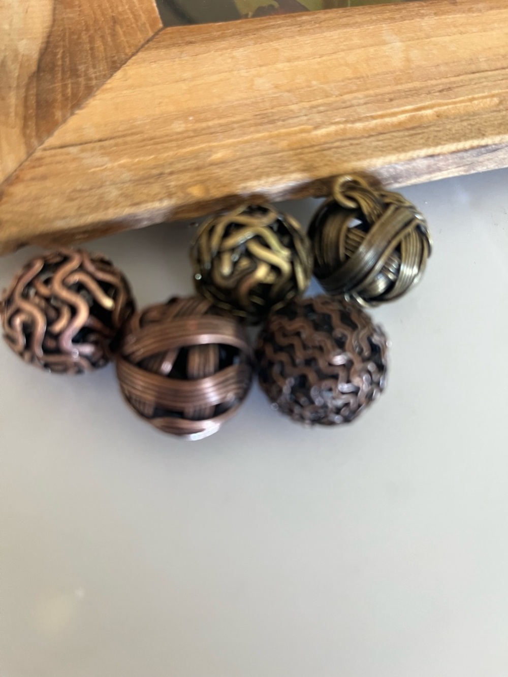 Large Metal Beads - Copper & Gold Tones (5)